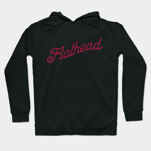 Flathead Hot Rod red print Hoodie by retropetrol